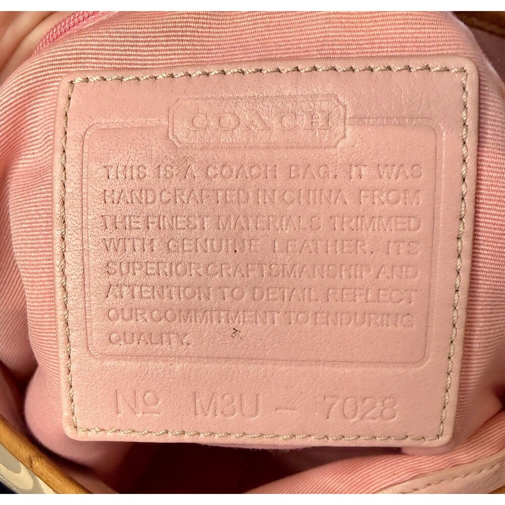 Coach Hamptons Optic Signature Clip Hobo Bag 7028 Pink Pastel Vintage Purse READ - Picture 3 of 16